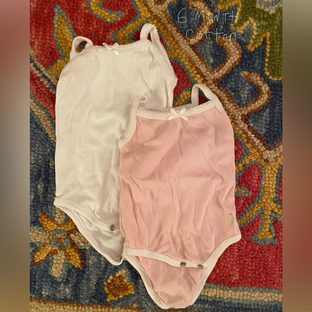 100% cotton tank onesies, infant 2 pack pink and white